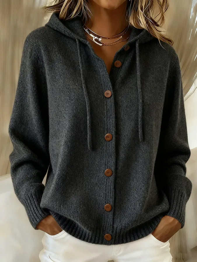 Brenda | Cárdigan Hoodie de Punto Acogedor con Botones
