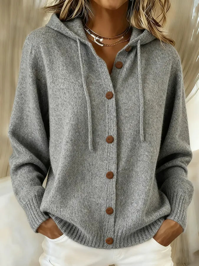 Brenda | Cárdigan Hoodie de Punto Acogedor con Botones
