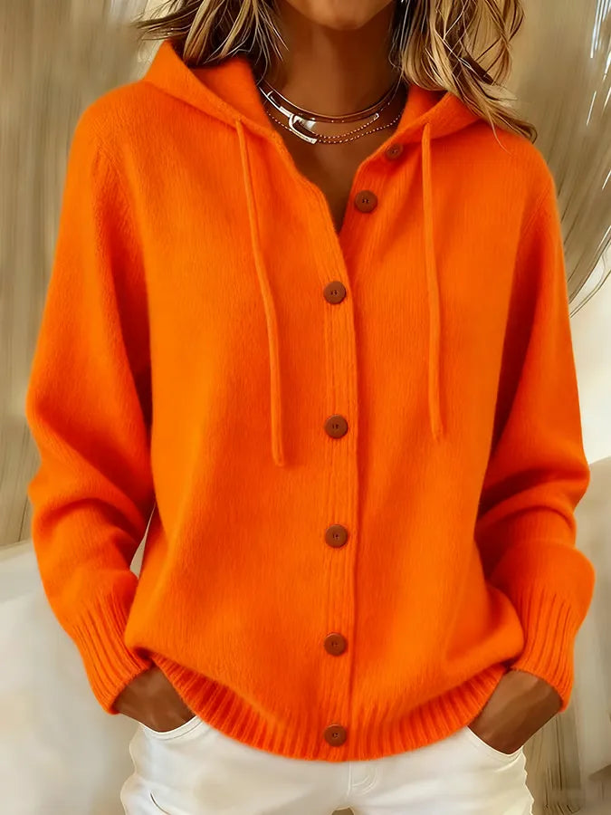 Brenda | Cárdigan Hoodie de Punto Acogedor con Botones
