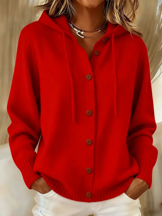 Brenda | Cárdigan Hoodie de Punto Acogedor con Botones